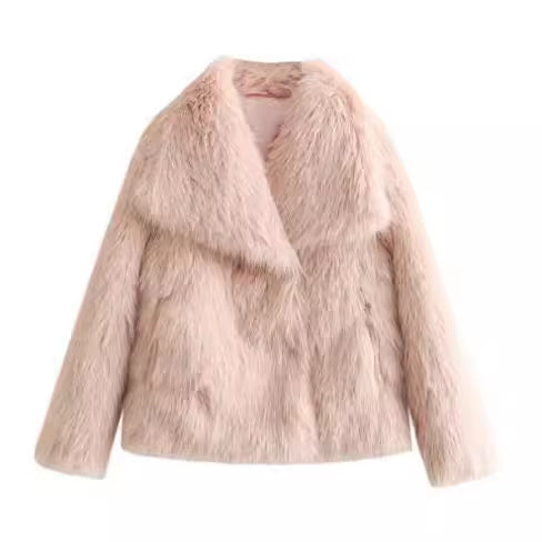 BRILUXE Faux Fur Collar Coat