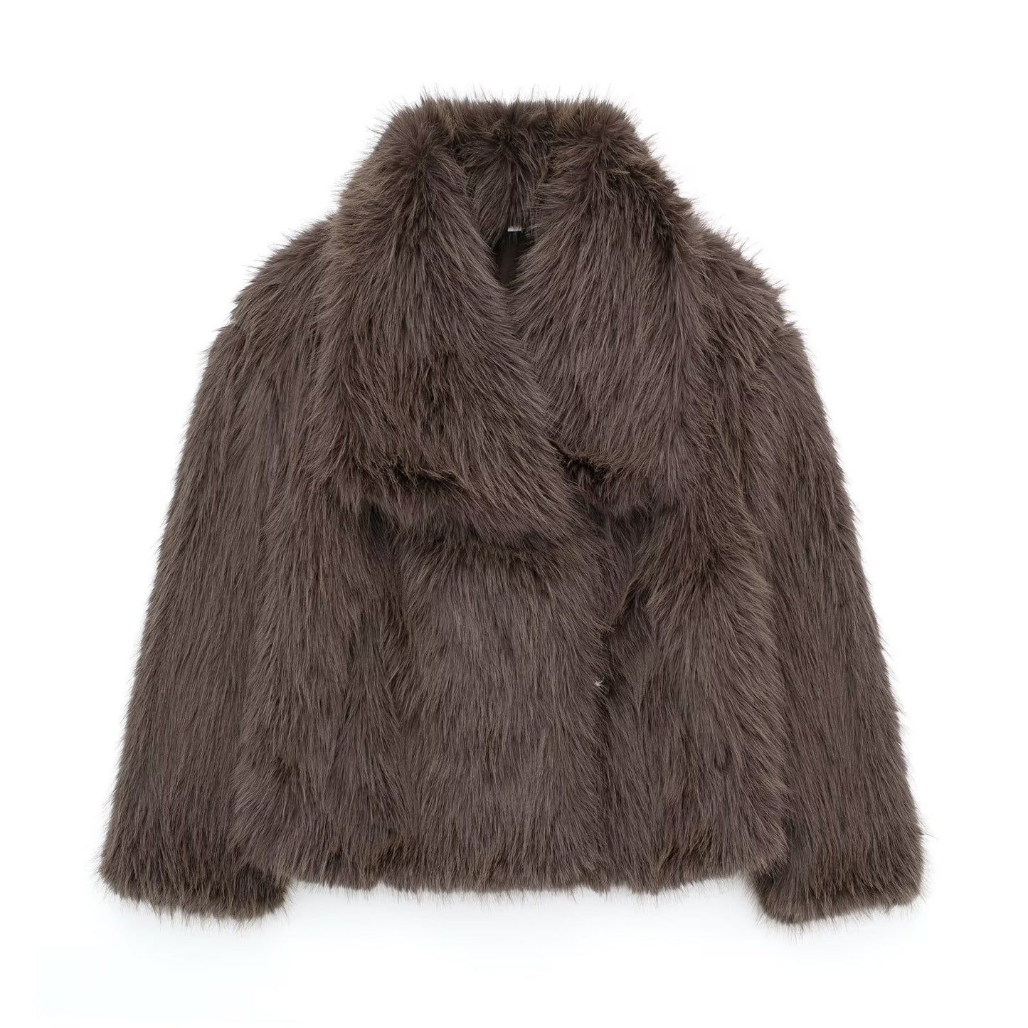 BRILUXE Faux Fur Collar Coat