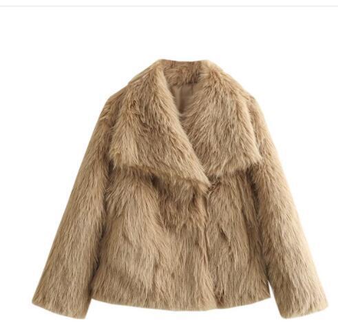 BRILUXE Faux Fur Collar Coat