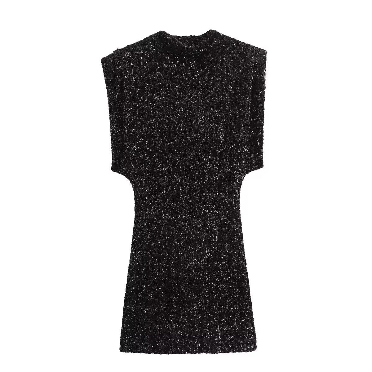 BRILUXE Shoulder Padded Mini Sequin Mini Dress