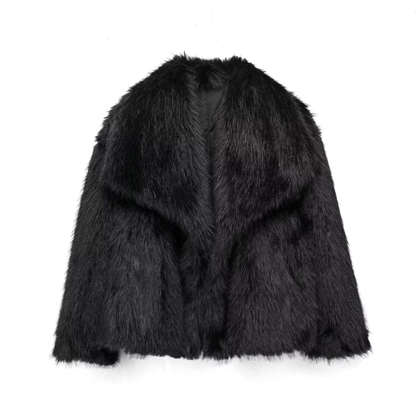 BRILUXE Faux Fur Collar Coat