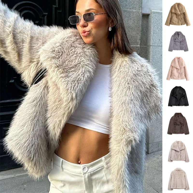 BRILUXE Faux Fur Collar Coat