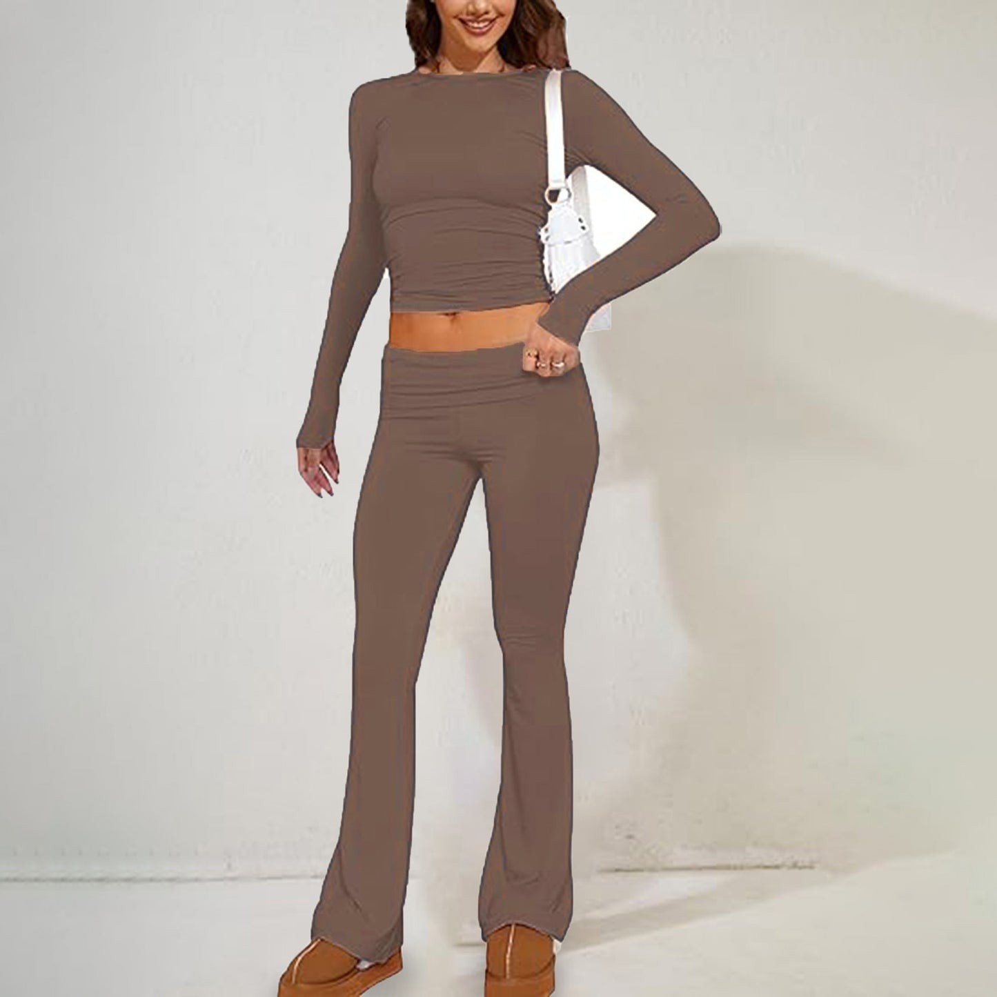 BRILUXE Two Piece Long Sleeve Flared Trouser Set