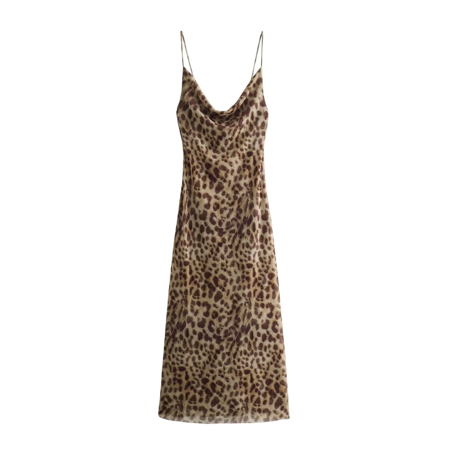 BRILUXE Leopard Print Maxi Strap Dress