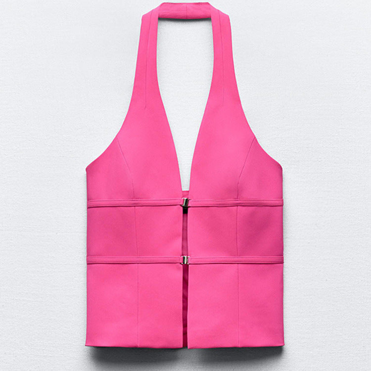 BRILUXE Halter Clasp Vest Top