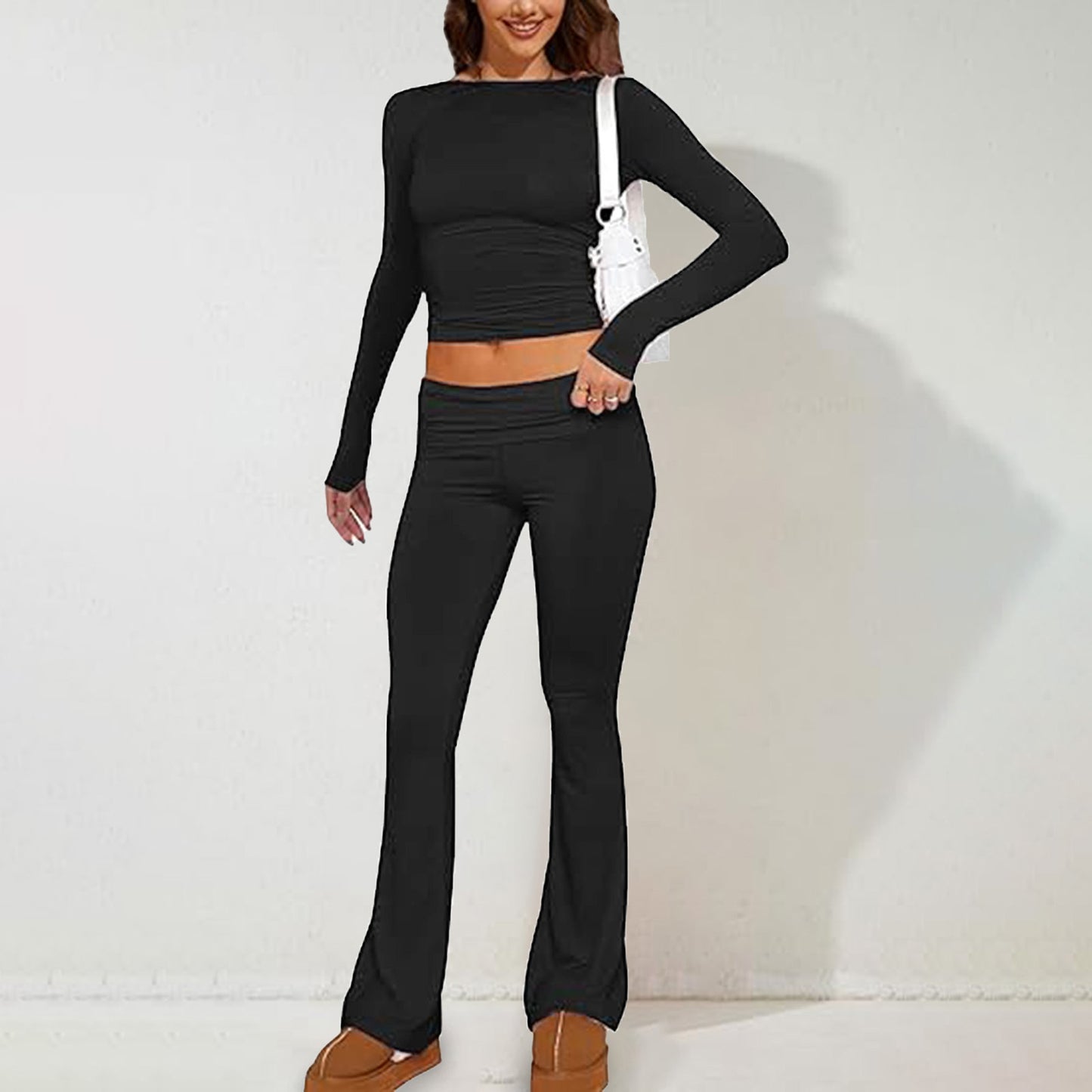 BRILUXE Two Piece Long Sleeve Flared Trouser Set