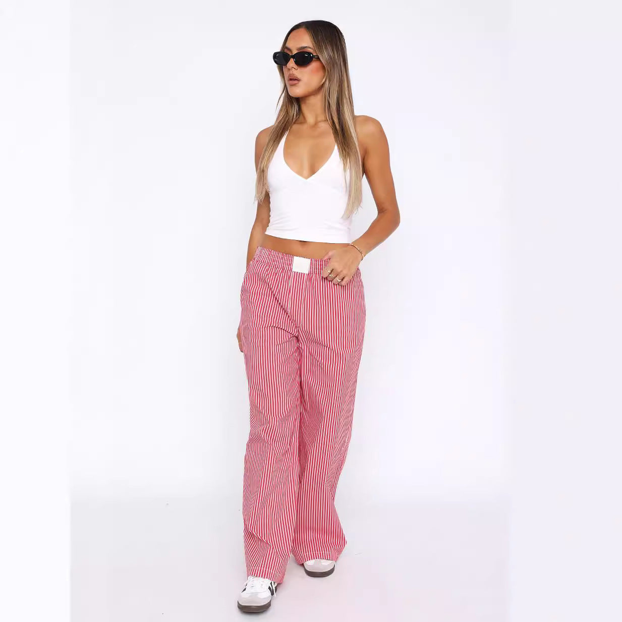 BRILUXE Simple Striped Trousers