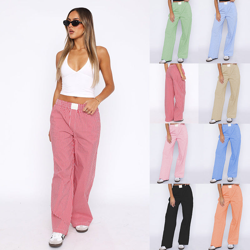 BRILUXE Simple Striped Trousers