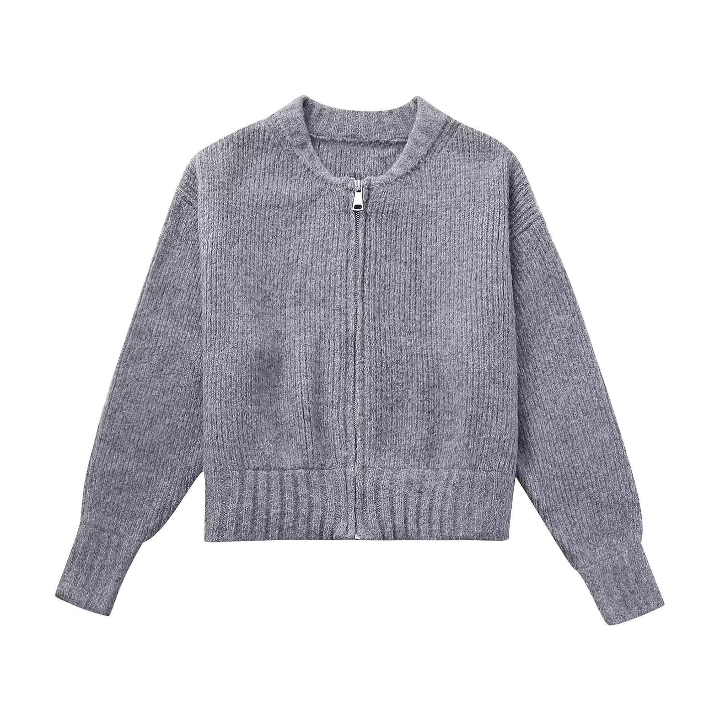 BRILUXE Zipper Knitted Jacket Sweater Coat