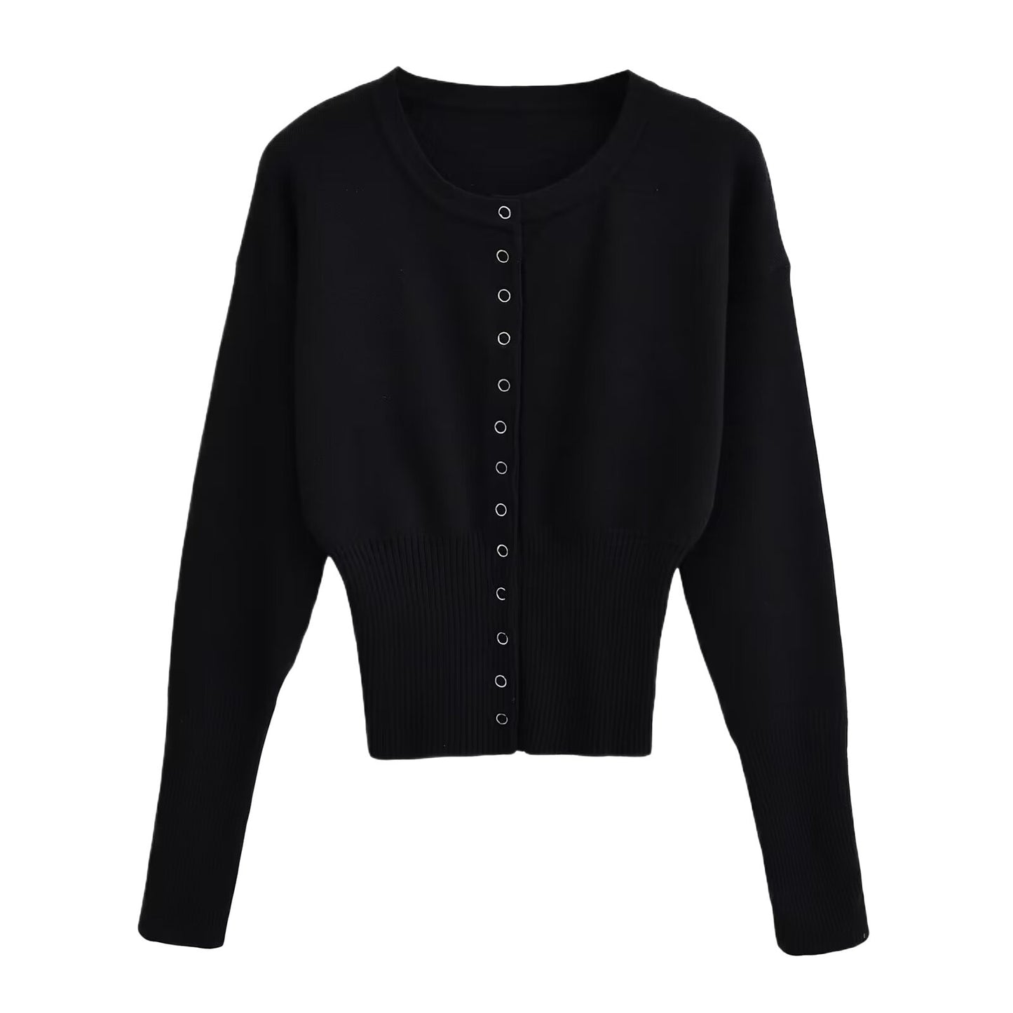 BRILUXE Button Ribbed Knitted Cardigan