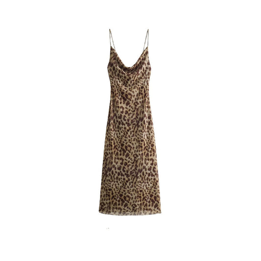 BRILUXE Leopard Print Maxi Strap Dress