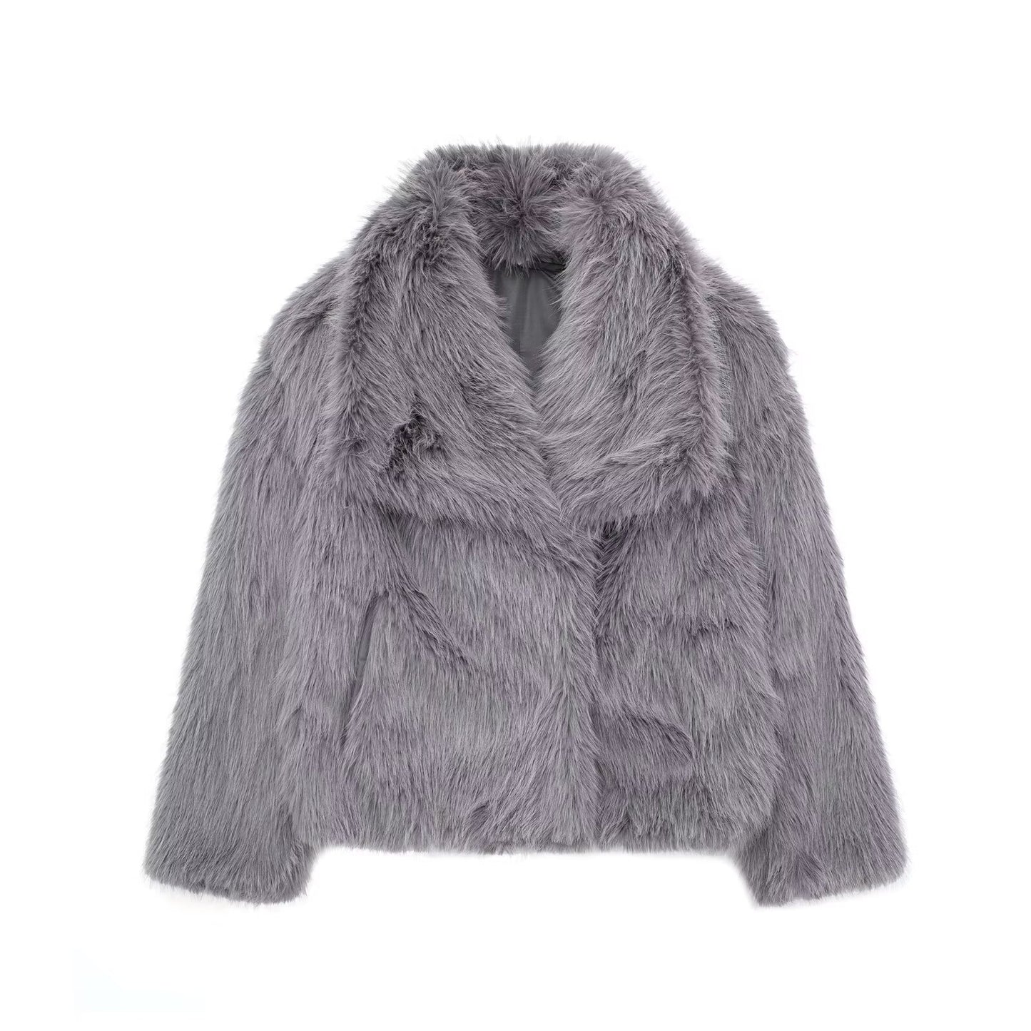 BRILUXE Faux Fur Collar Coat