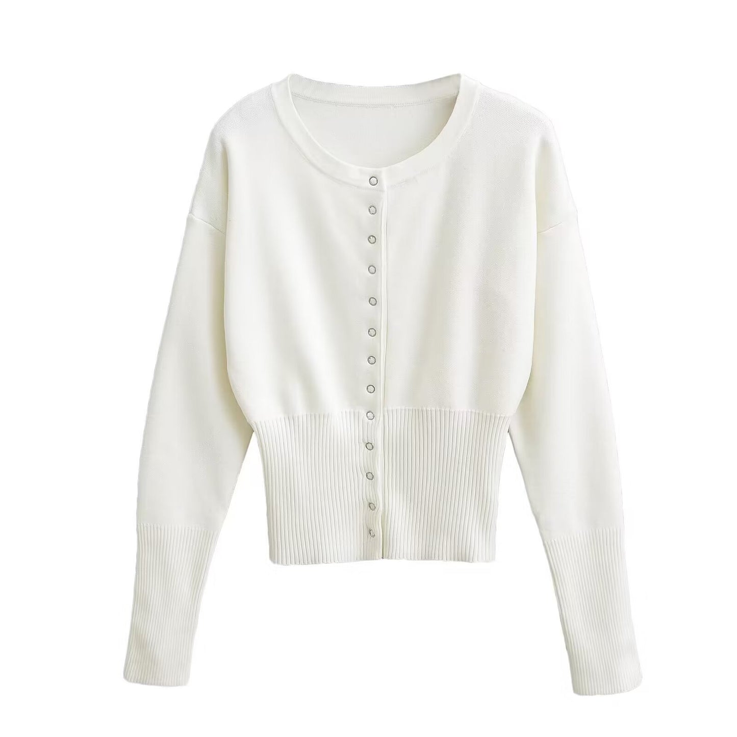 BRILUXE Button Ribbed Knitted Cardigan