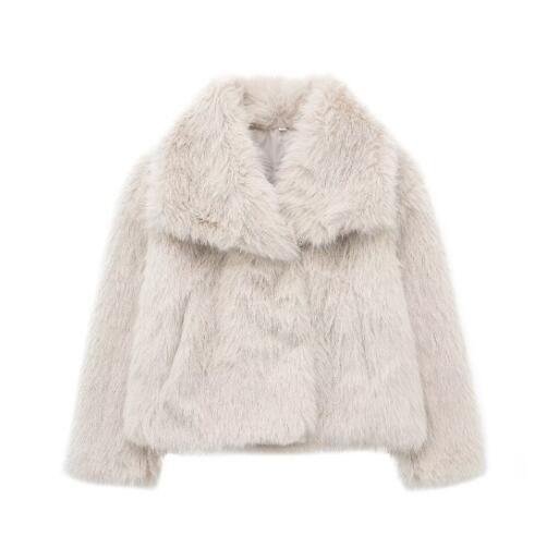 BRILUXE Faux Fur Collar Coat