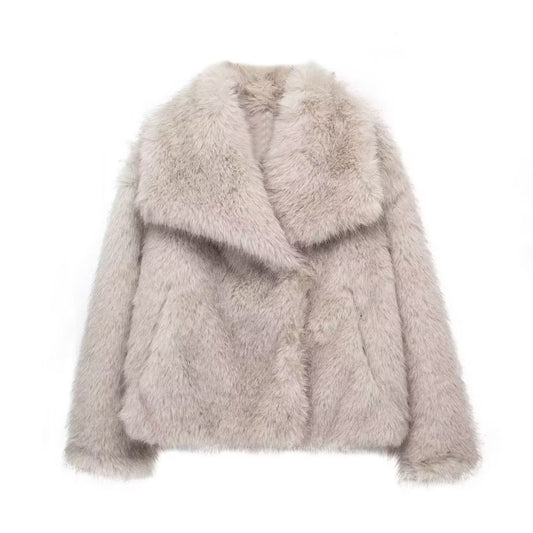 BRILUXE Faux Fur Collar Coat